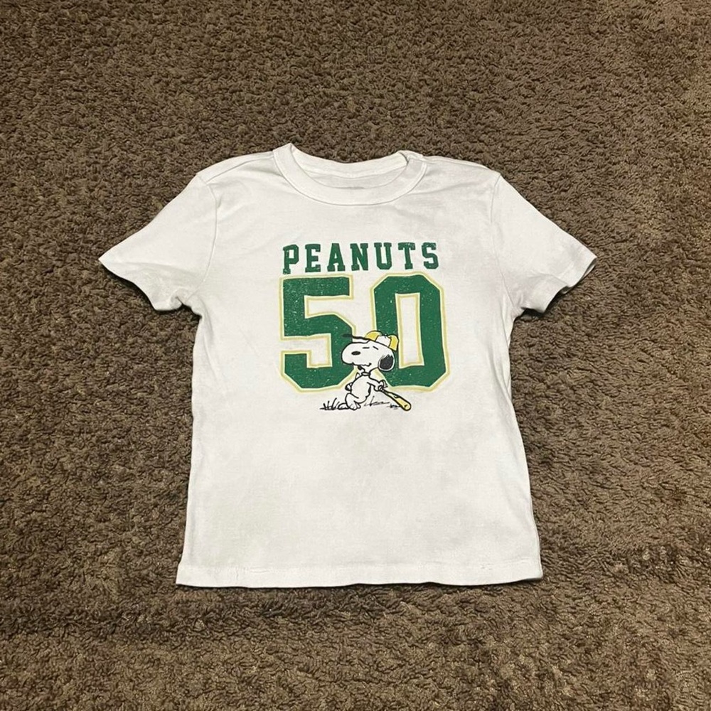 Peanuts White and Green Kids T-Shirt